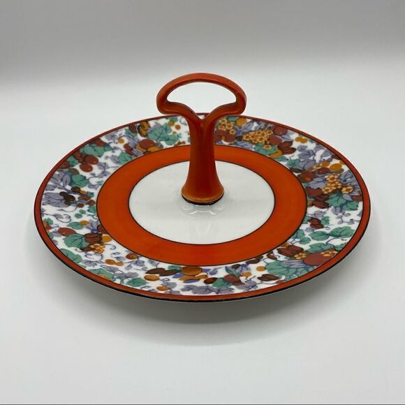 Vintage Prov Saxe ES Germany Floral Hand Painted Porcelain Plate With Handle - Picture 1 of 6